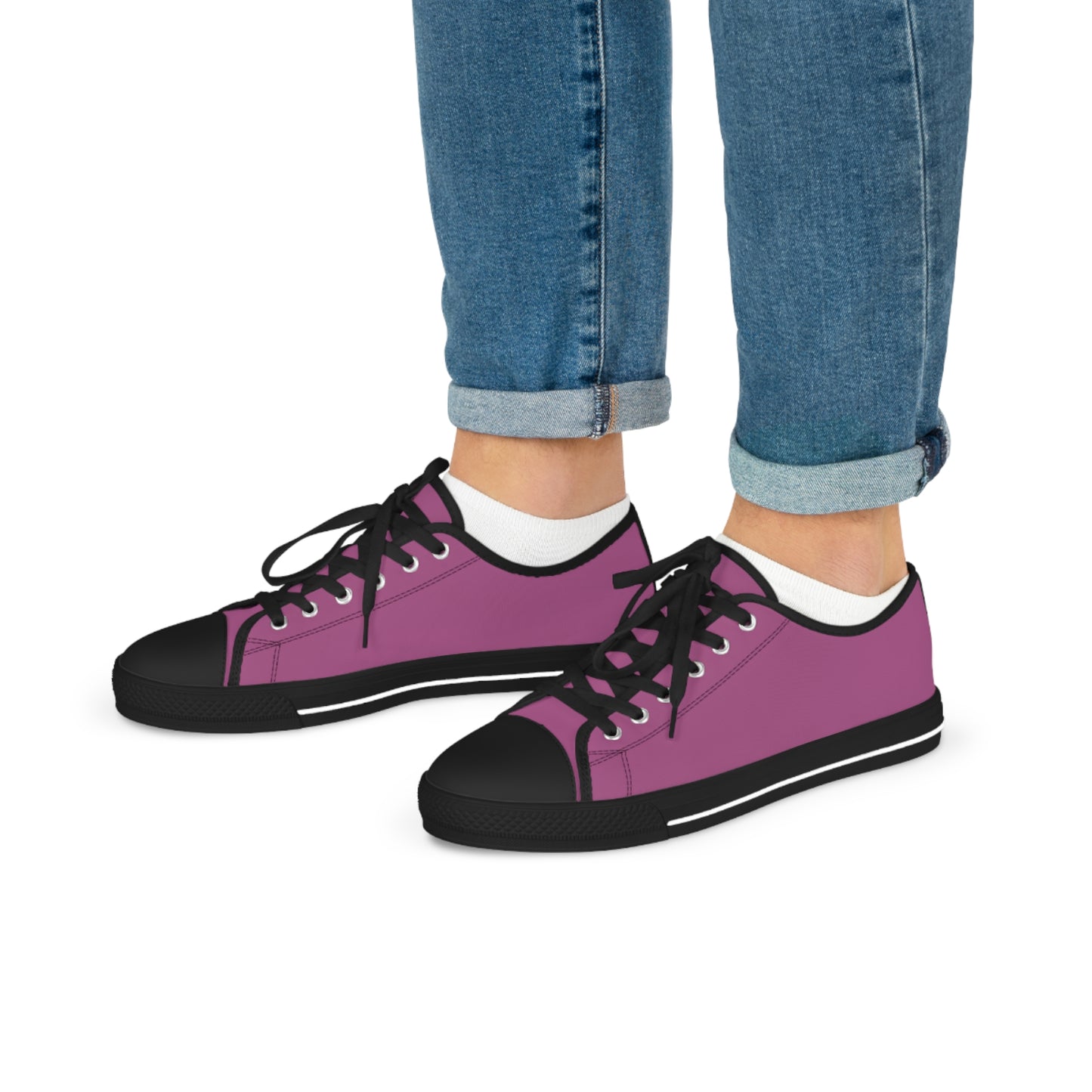 Men's Canvas Low Top Solid Color Sneakers - Candy Wrapper Pink US 14 Black sole