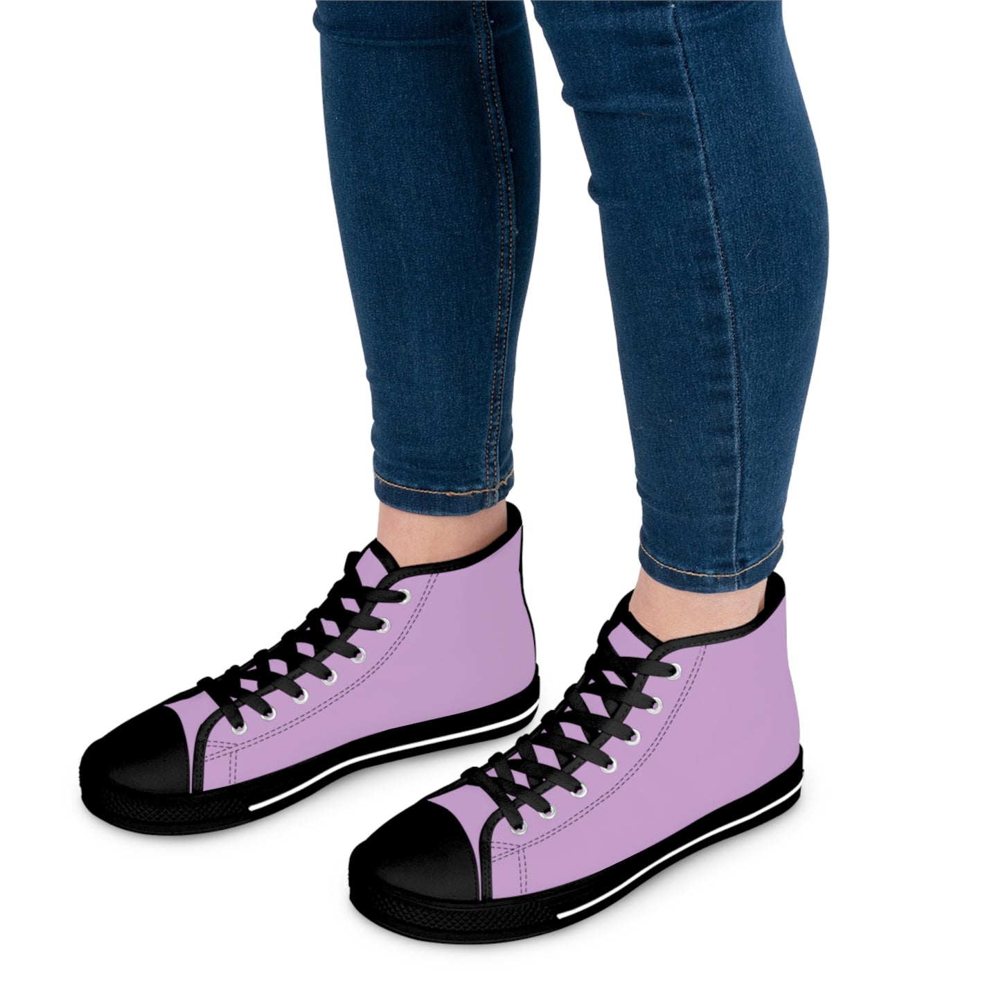 Women's Canvas High Top Solid Color Sneakers - Pinky Purple US 12 White sole