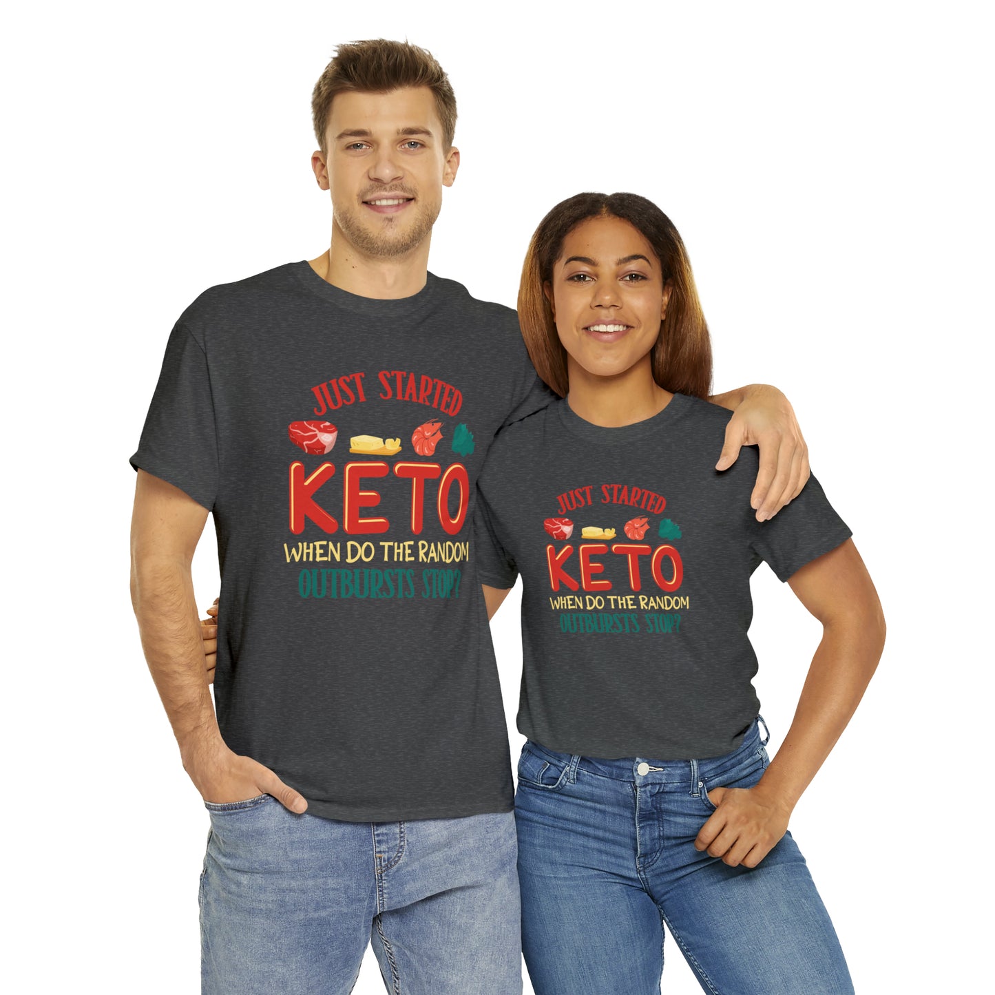 Unisex Heavy Cotton Tee - Random Keto Outbursts Graphite Heather 5XL