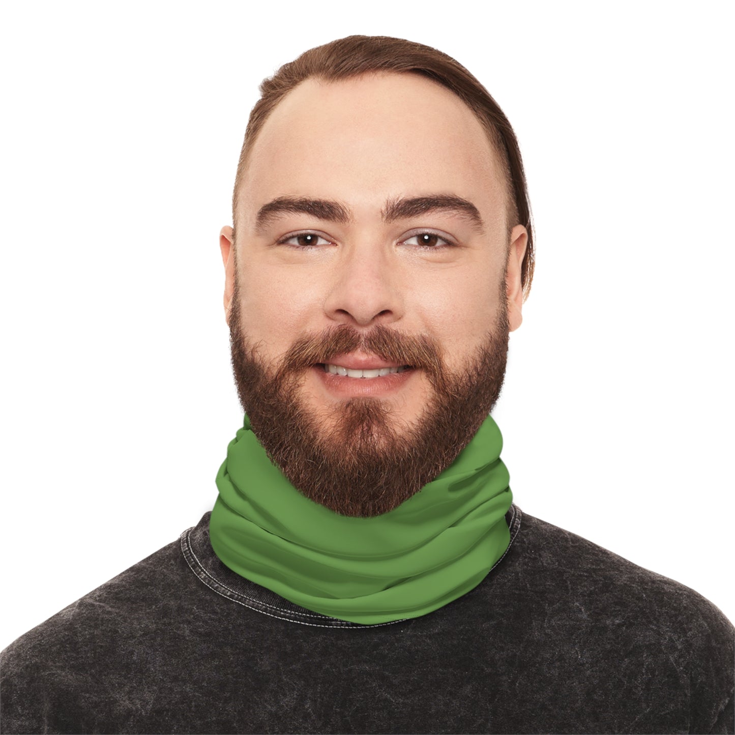 Winter Neck Gaiter With Drawstring - Olive Green