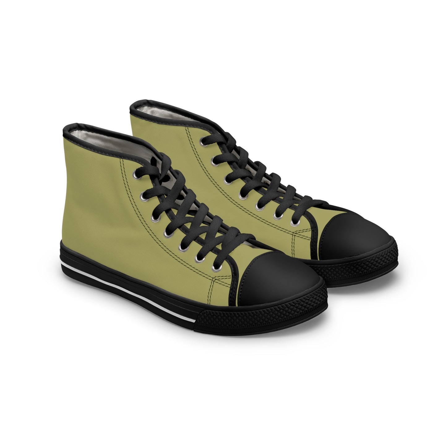 Women's Canvas High Top Solid Color Sneakers - Light Moss US 12 White sole
