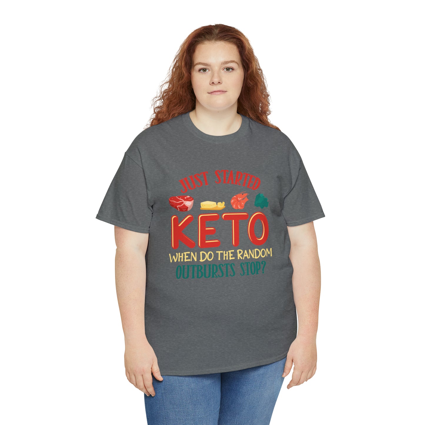 Unisex Heavy Cotton Tee - Random Keto Outbursts Graphite Heather 5XL