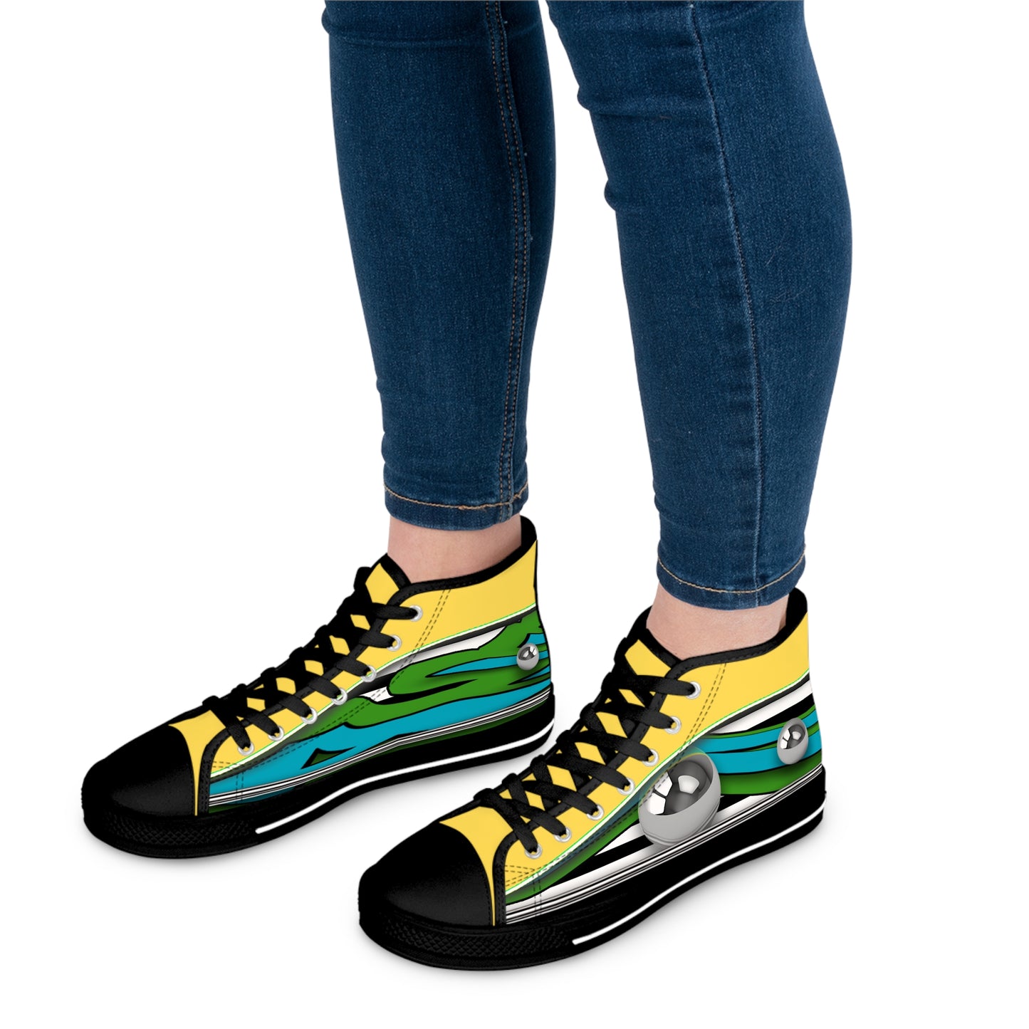 Women's High Top Graphics Sneakers - 10004 US 12 White sole
