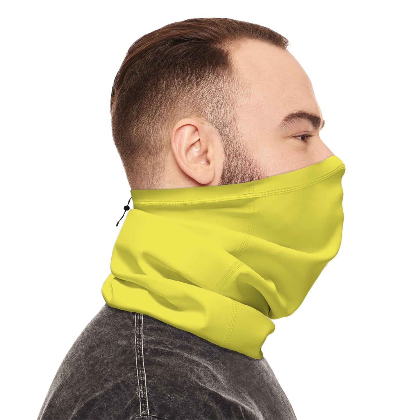 Winter Neck Gaiter With Drawstring - Yellow