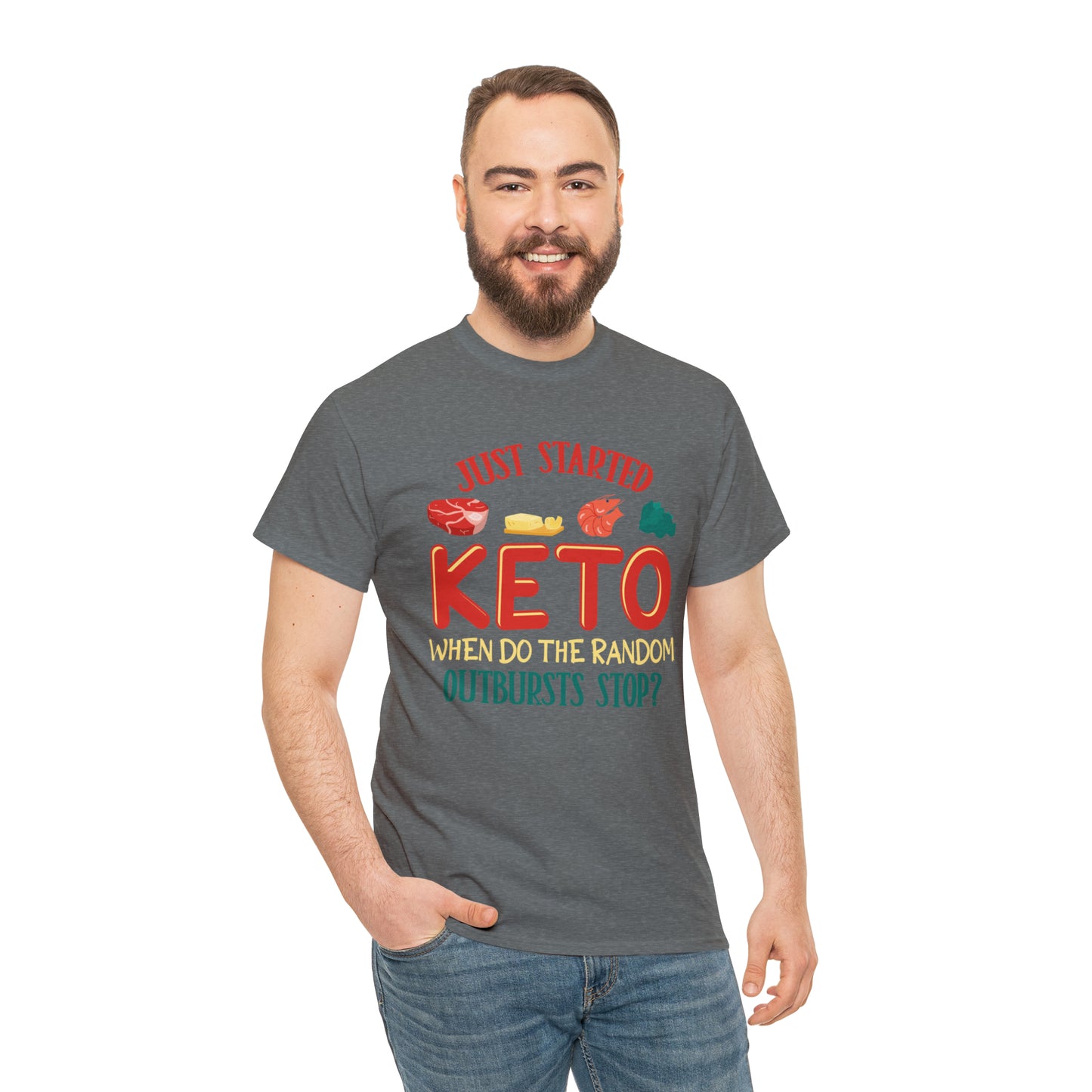 Unisex Heavy Cotton Tee - Random Keto Outbursts Graphite Heather 5XL