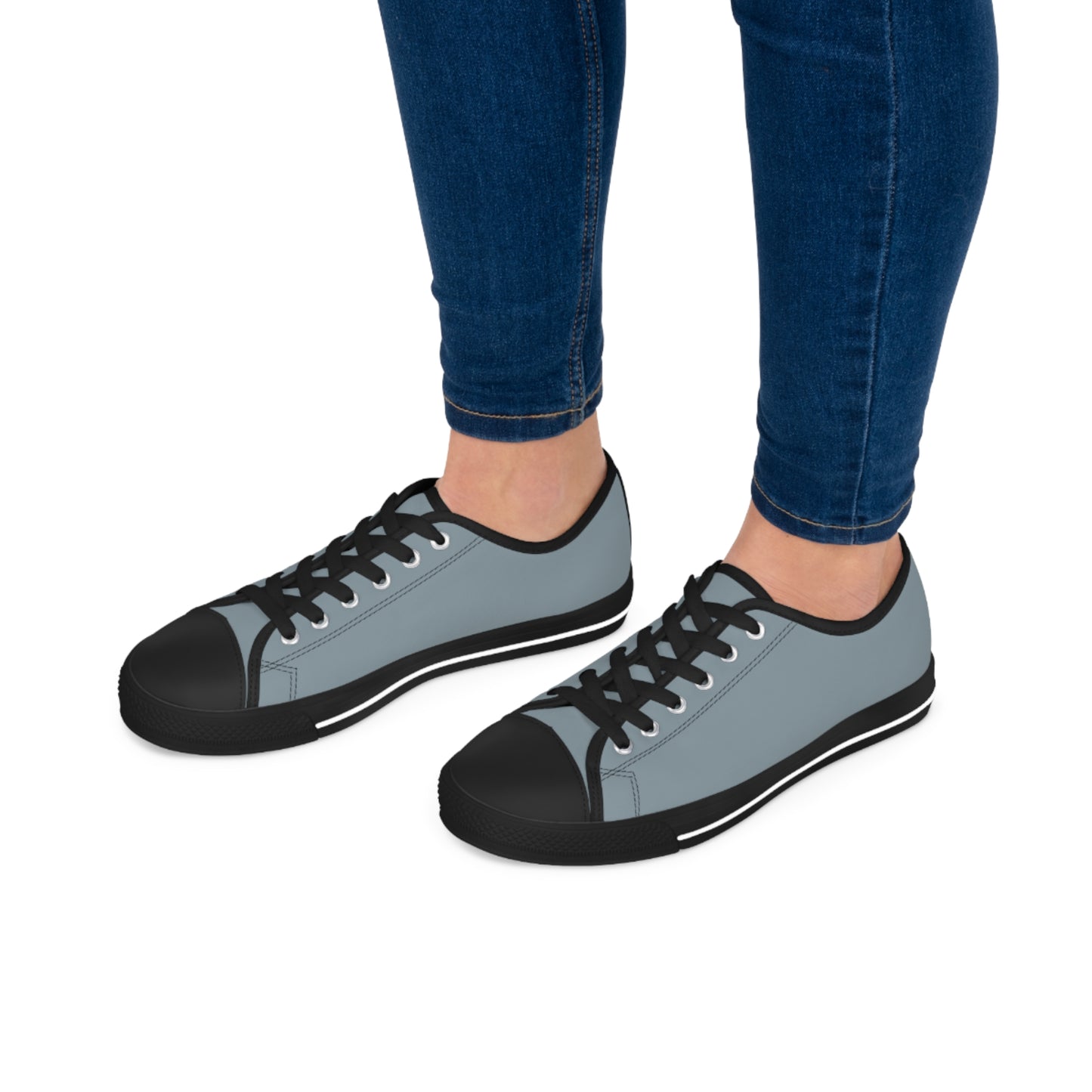 Women's Canvas Low Top Solid Color Sneakers - Storm Gray US 12 White sole