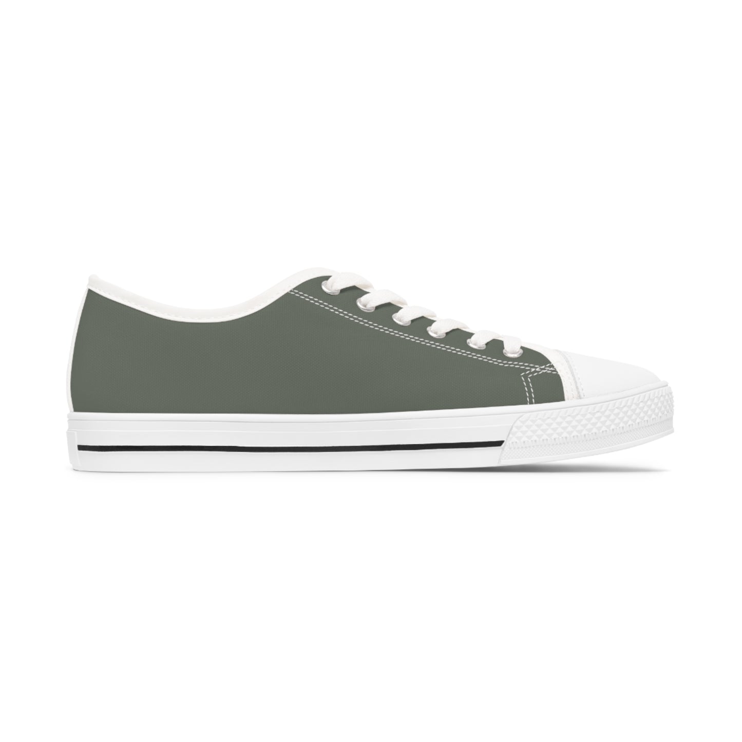 Women's Canvas Low Top Solid Color Sneakers - Drab Olive Gray US 12 White sole