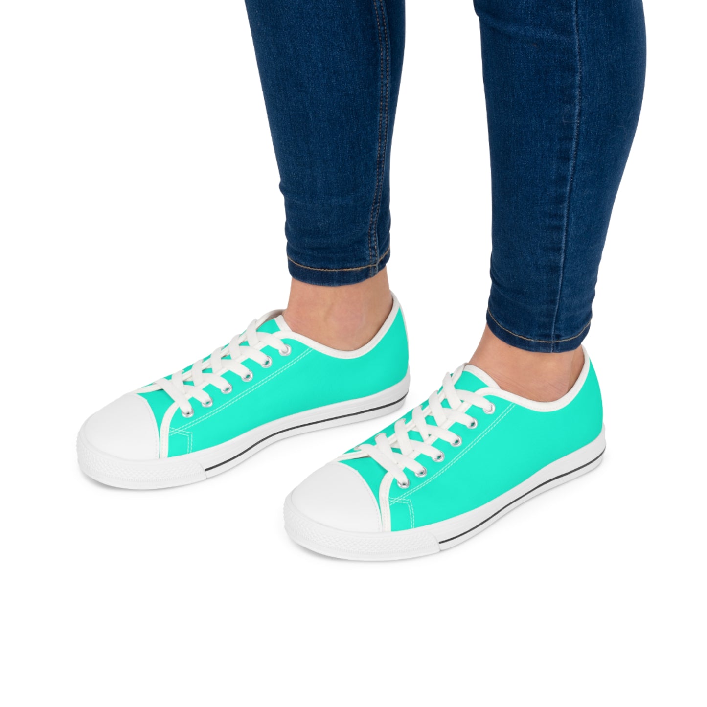 Women's Canvas Low Top Solid Color Sneakers - Cool Pool Aqua Green US 12 White sole