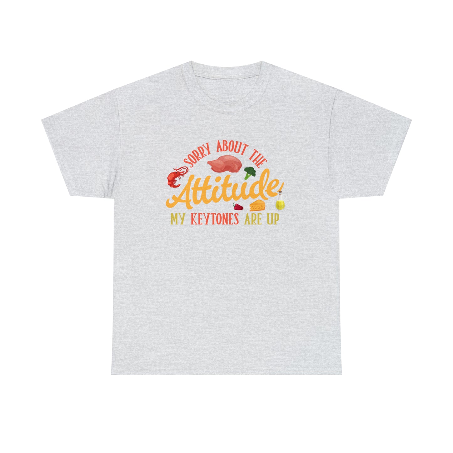 Unisex Heavy Cotton Tee - Sorry About the Attitude. My Keytones Are Up. Ash 5XL