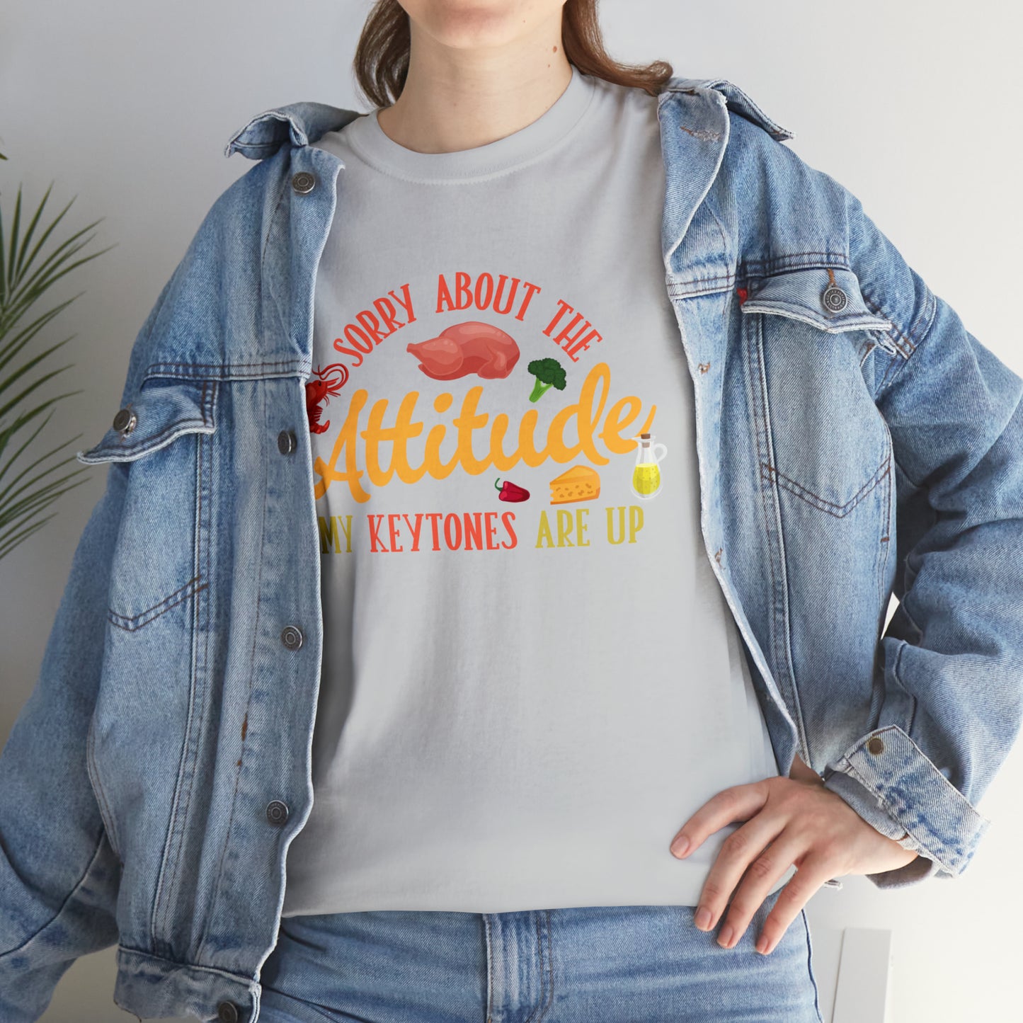 Unisex Heavy Cotton Tee - Sorry About the Attitude. My Keytones Are Up. Ash 5XL