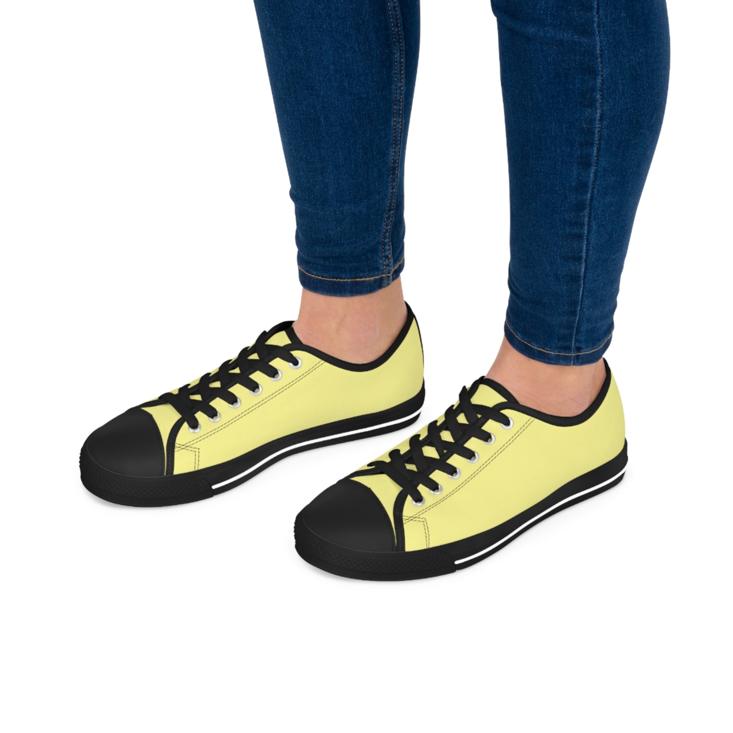 Women's Canvas Low Top Solid Color Sneakers - Lemon Yellow US 12 White sole