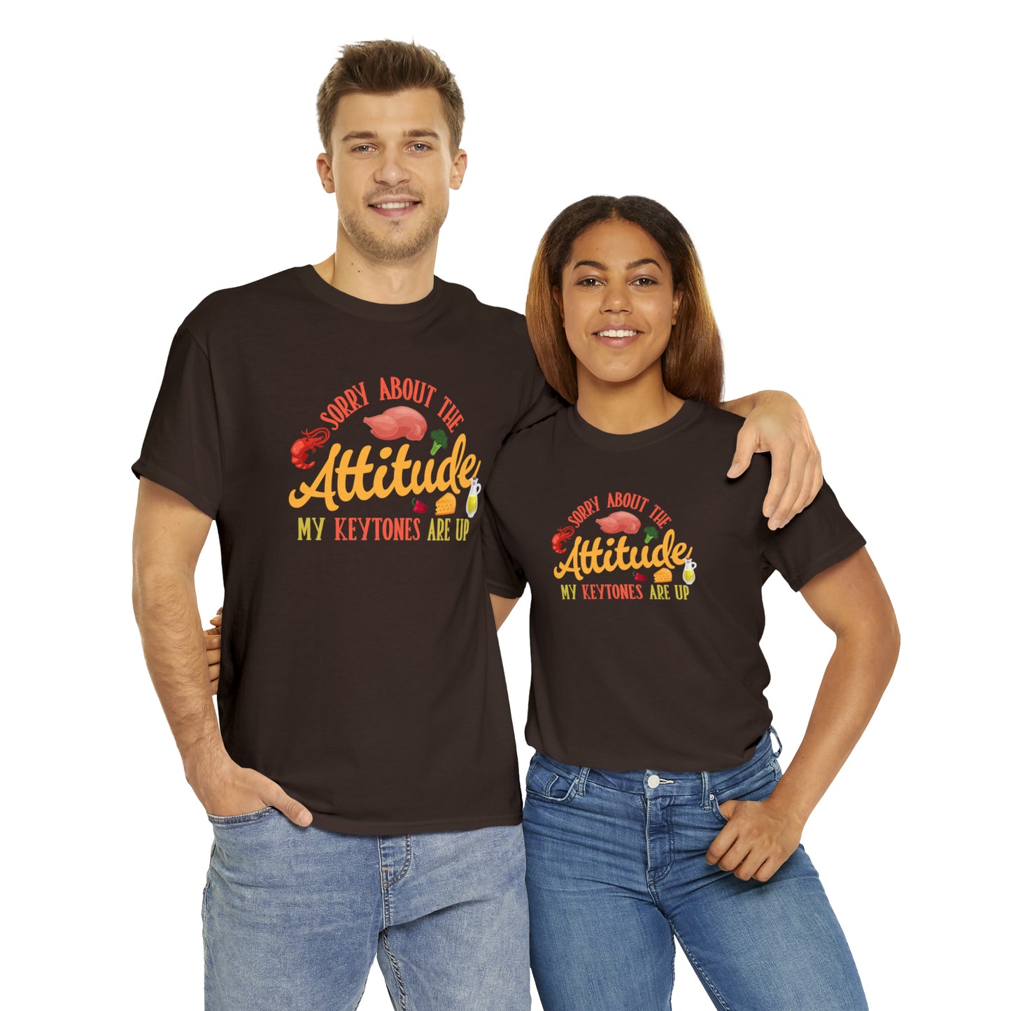 Unisex Heavy Cotton Tee - Sorry About the Attitude. My Keytones Are Up. Ash 5XL