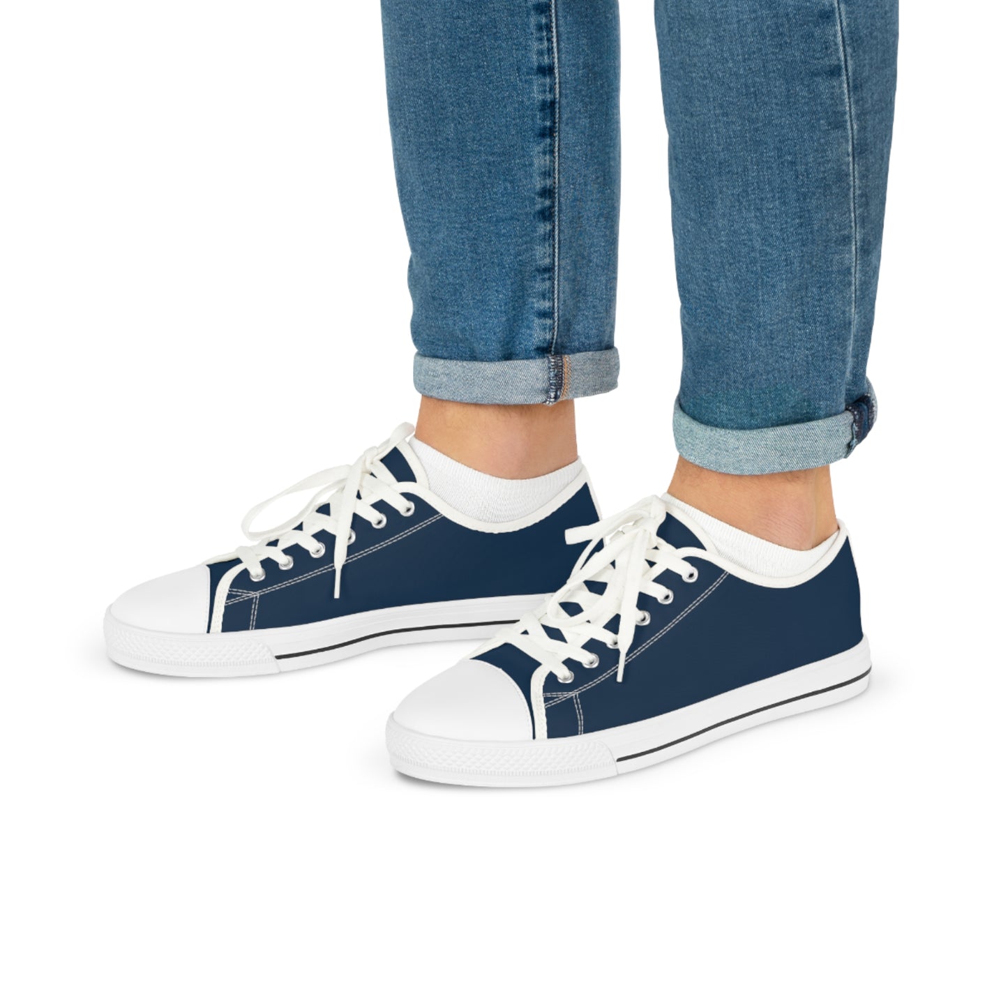 Men's Canvas Low Top Solid Color Sneakers - Ink Blue US 14 Black sole