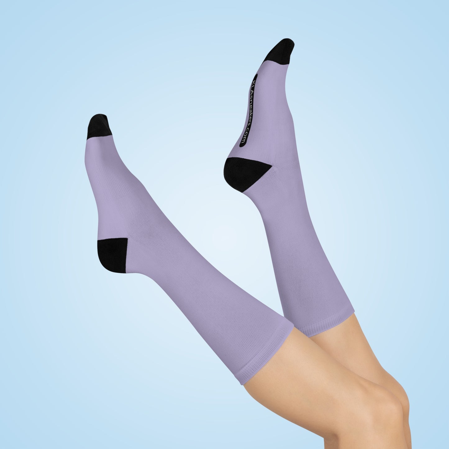 Unisex Crew Socks - Light Purple White One size 3/4 Crew