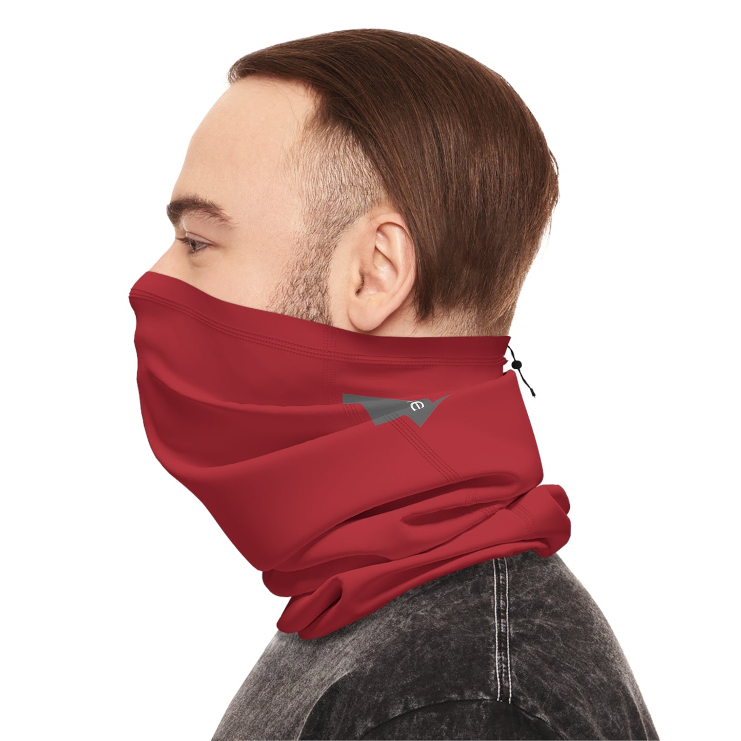 Winter Neck Gaiter With Drawstring - Red