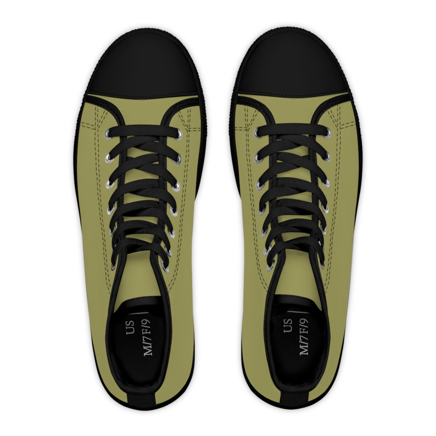 Women's Canvas High Top Solid Color Sneakers - Light Moss US 12 White sole