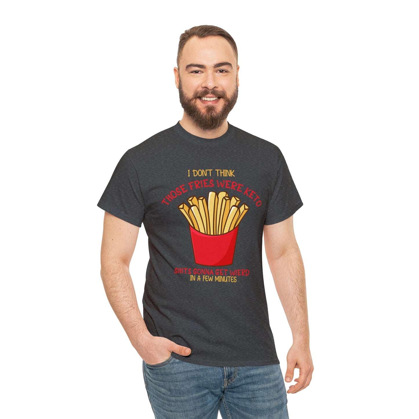 Unisex Heavy Cotton Tee - Those Fries Weren't Keto... Graphite Heather 5XL