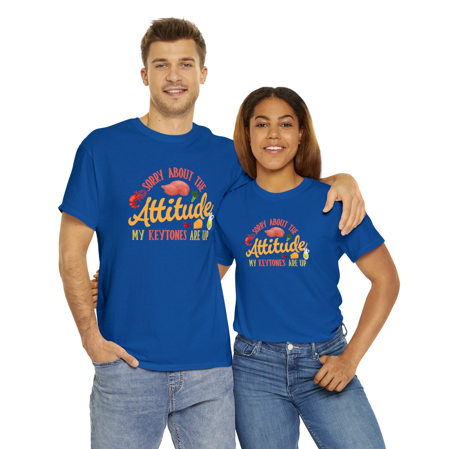 Unisex Heavy Cotton Tee - Sorry About the Attitude. My Keytones Are Up. Ash 5XL