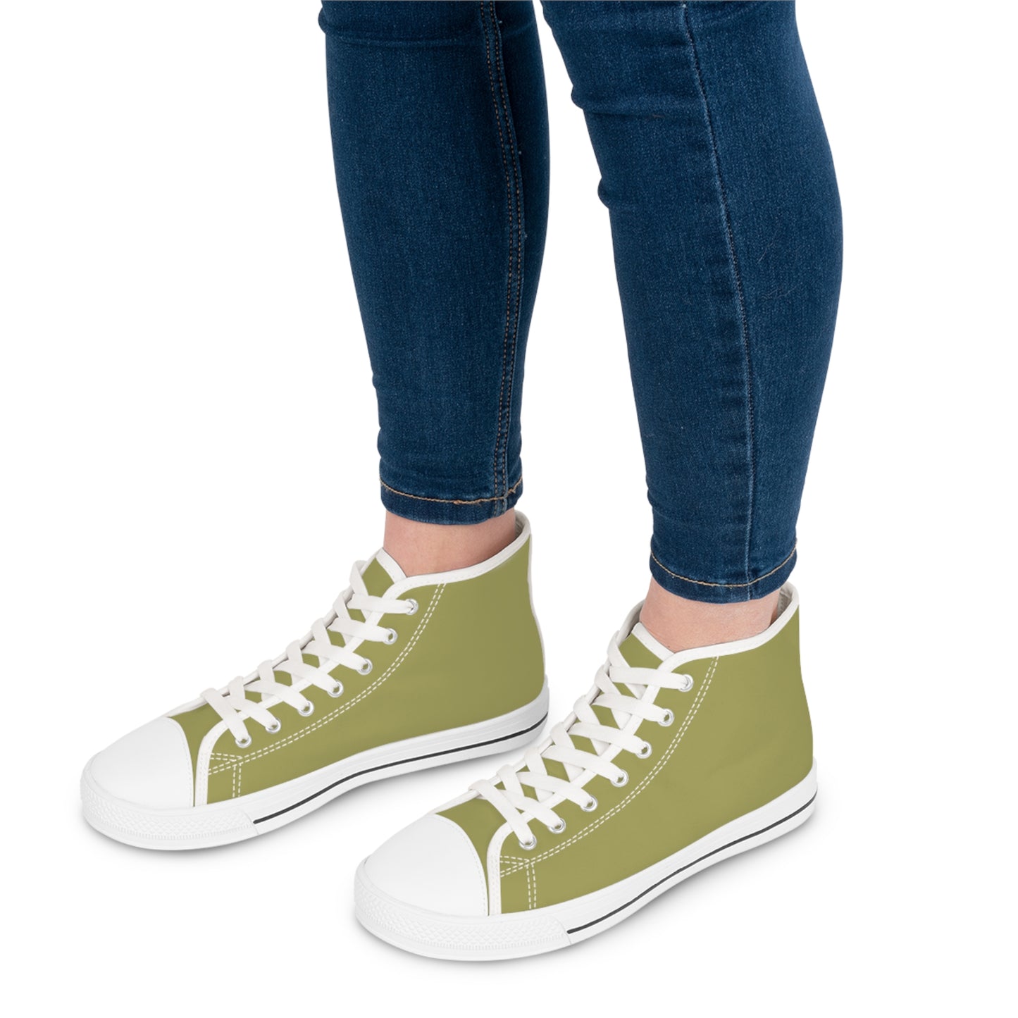 Women's Canvas High Top Solid Color Sneakers - Light Moss US 12 White sole