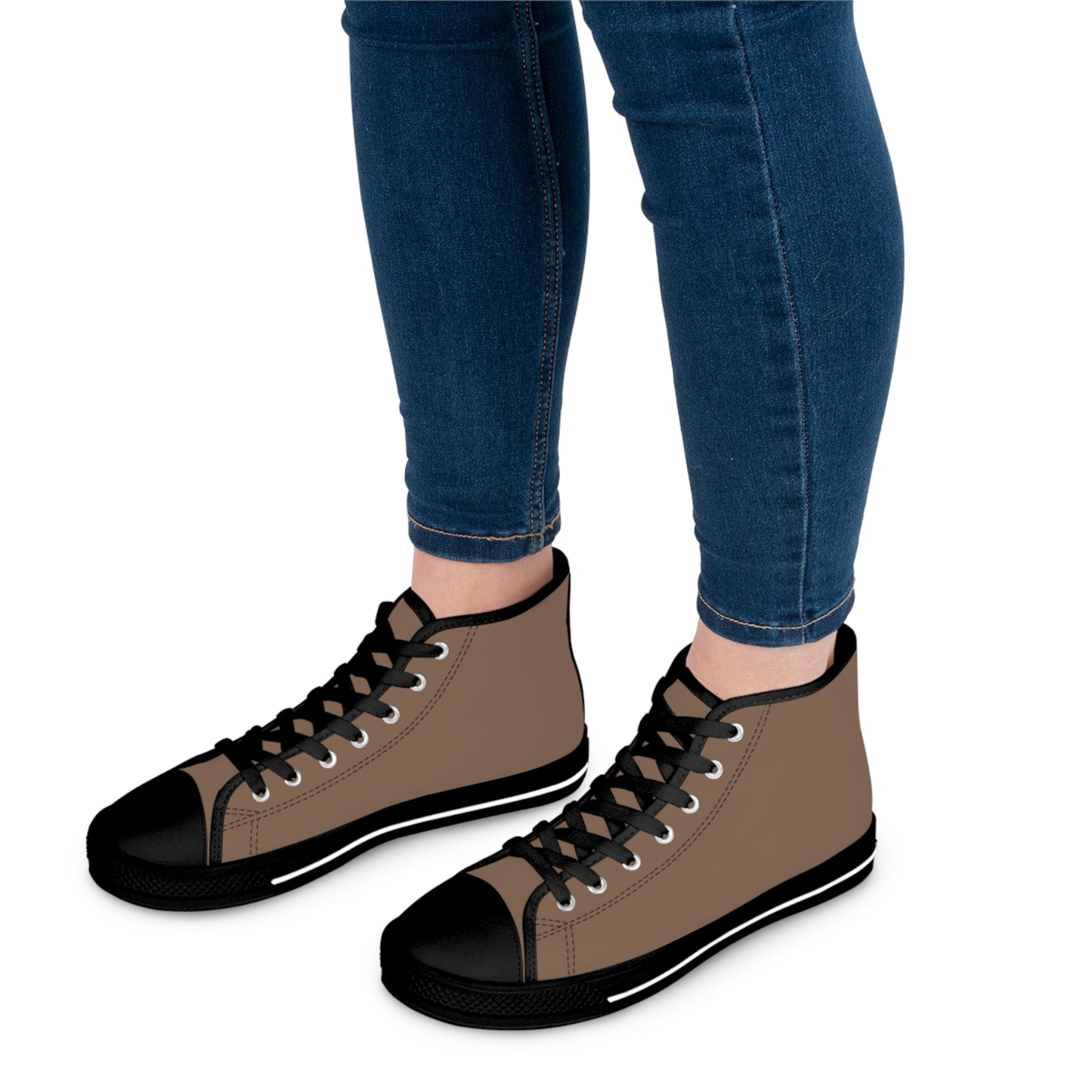 Women's Canvas High Top Solid Color Sneakers - Latte Tan US 12 White sole