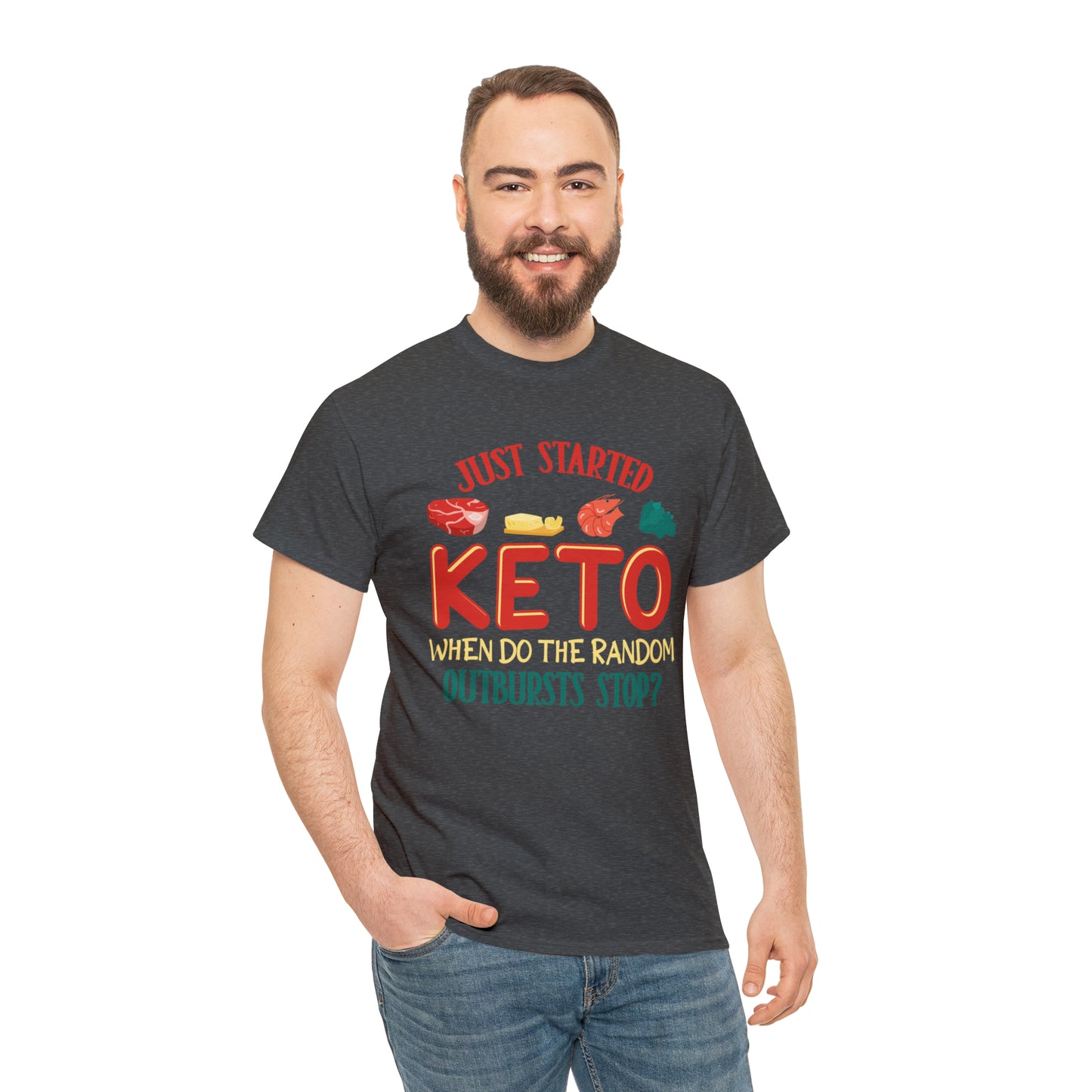Unisex Heavy Cotton Tee - Random Keto Outbursts Graphite Heather 5XL