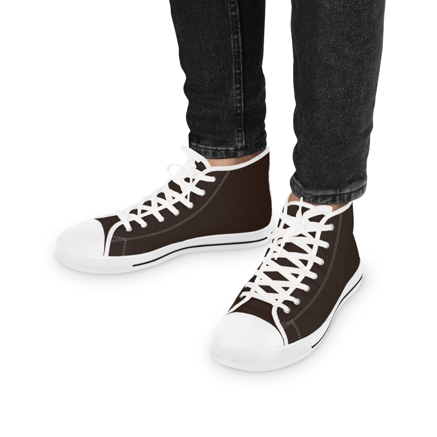 Men's Canvas High Top Solid Color Sneakers - Chocolate Cherry US 14 White sole