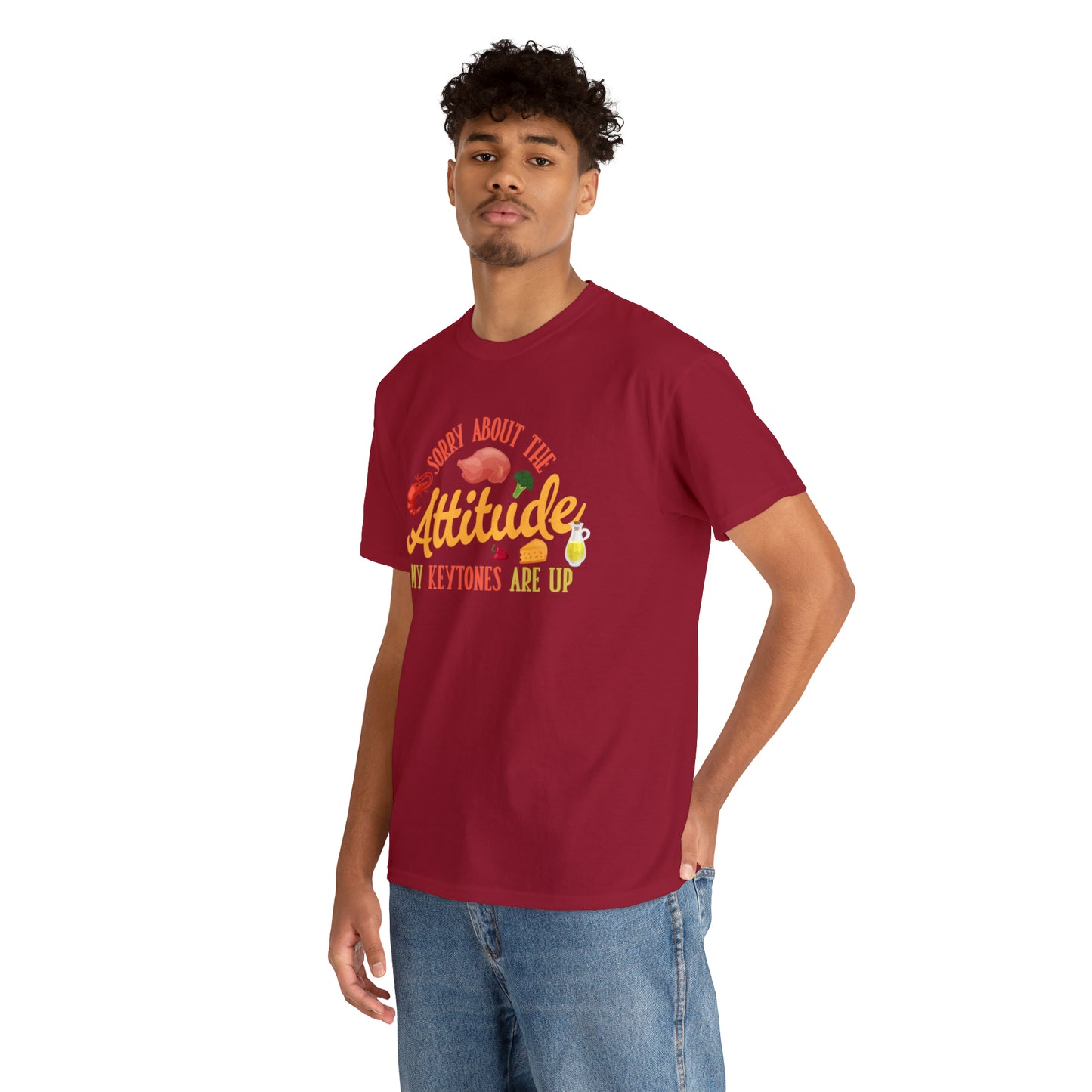 Unisex Heavy Cotton Tee - Sorry About the Attitude. My Keytones Are Up. Ash 5XL