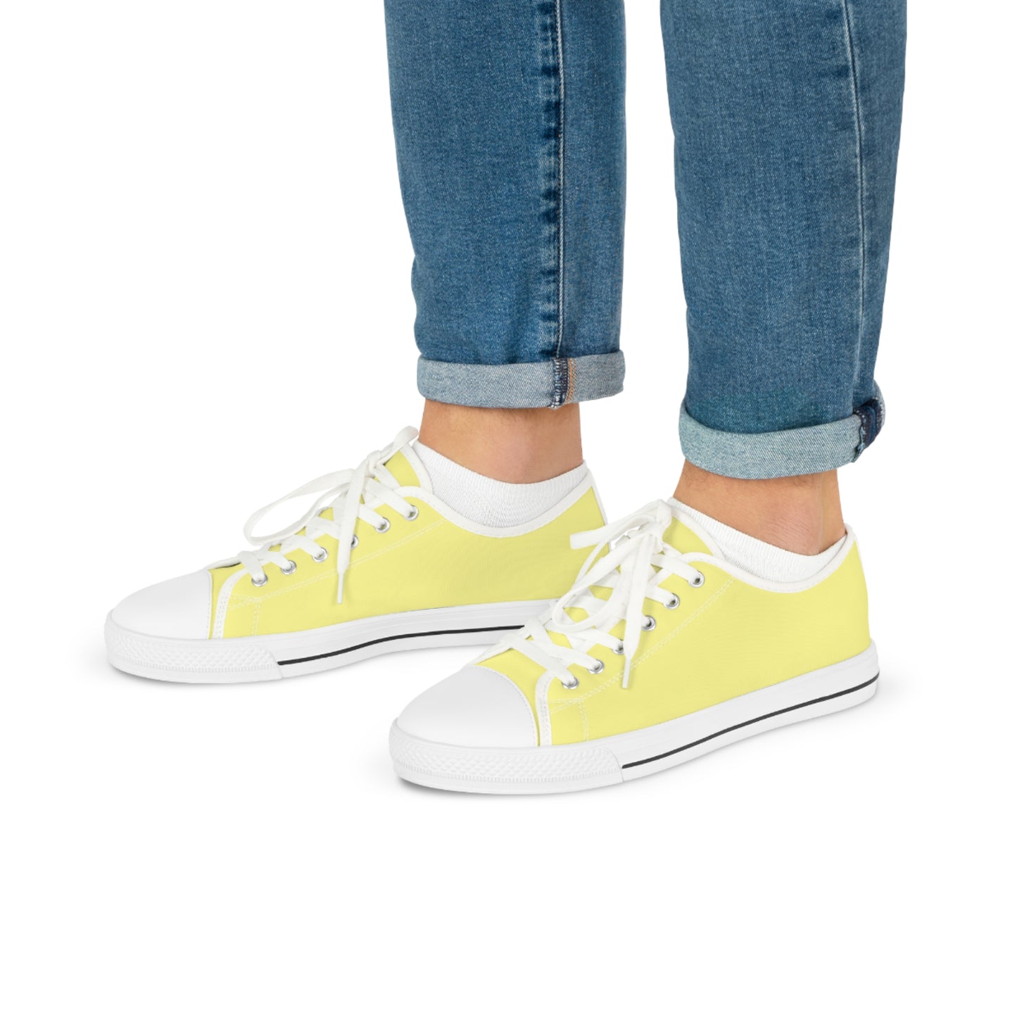 Men's Canvas Low Top Solid Color Sneakers - Lemon Yellow US 14 Black sole