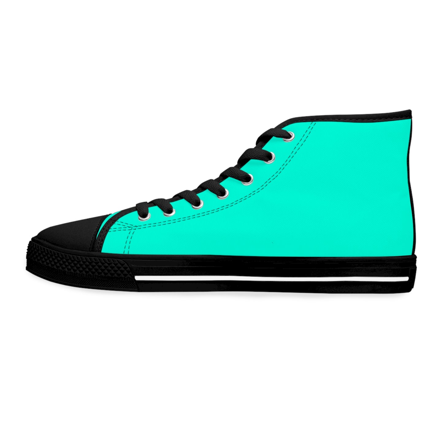 Women's Canvas High Top Solid Color Sneakers - Cool Pool Aqua Green US 12 White sole