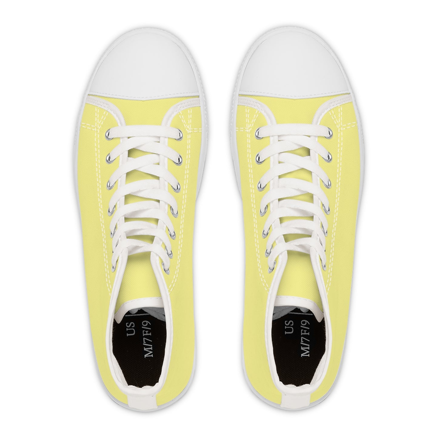Women's Canvas High Top Solid Color Sneakers - Lemon Yellow US 12 White sole