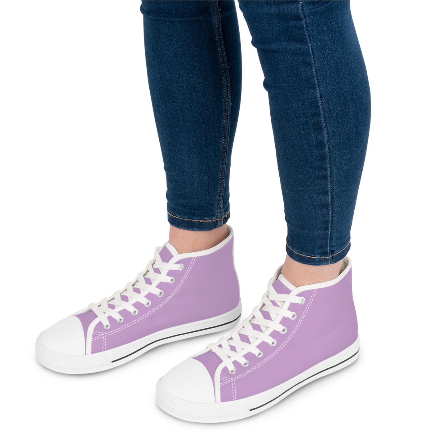 Women's Canvas High Top Solid Color Sneakers - Pinky Purple US 12 White sole
