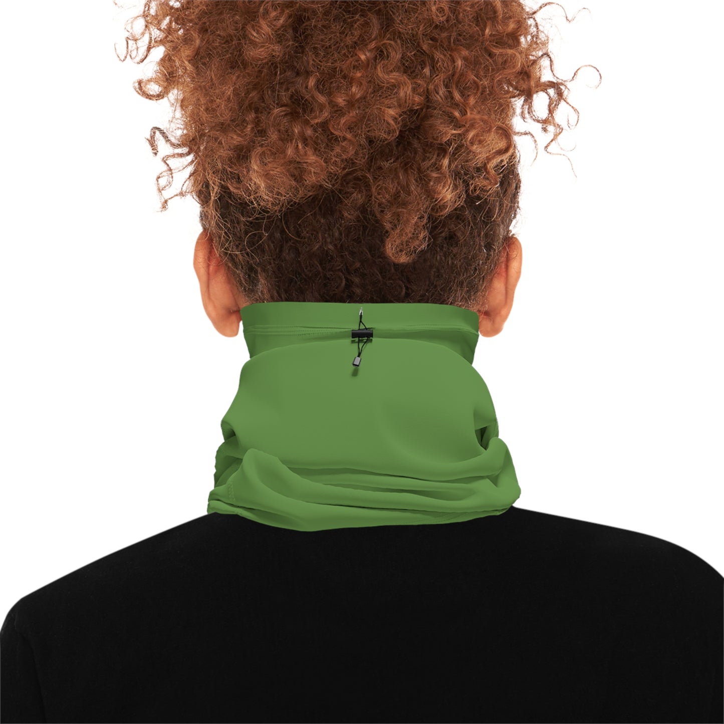 Winter Neck Gaiter With Drawstring - Olive Green