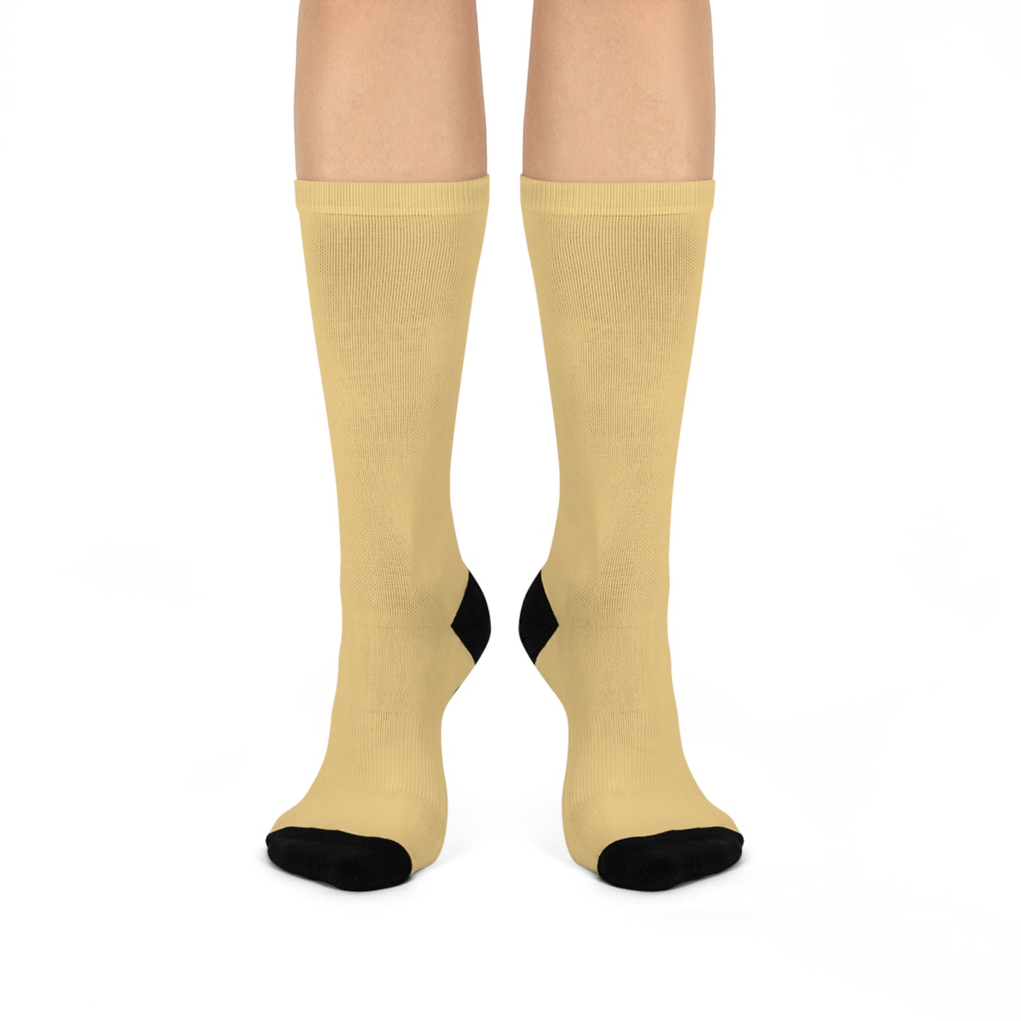 Unisex Crew Socks - Tan White One size 3/4 Crew