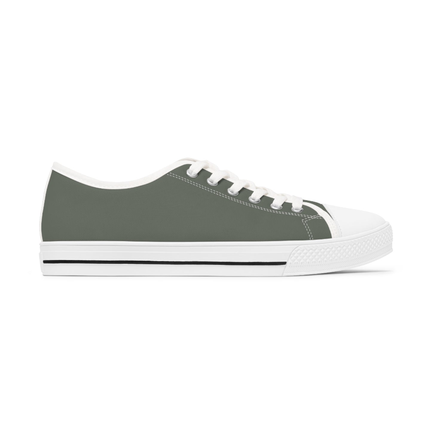 Women's Canvas Low Top Solid Color Sneakers - Drab Olive Gray US 12 White sole