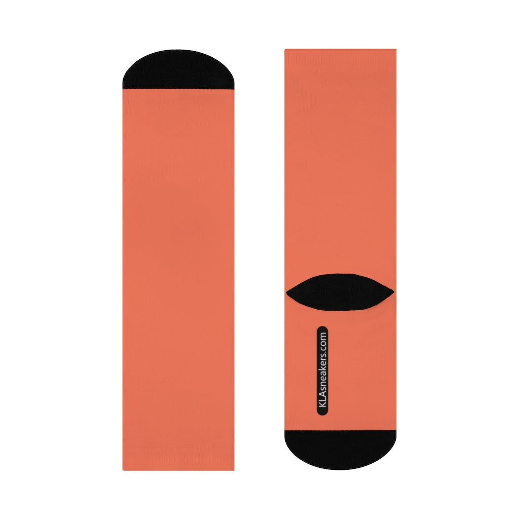 klasneakers Unisex Solid Color Poly-Cotton Crew Socks - Salmon