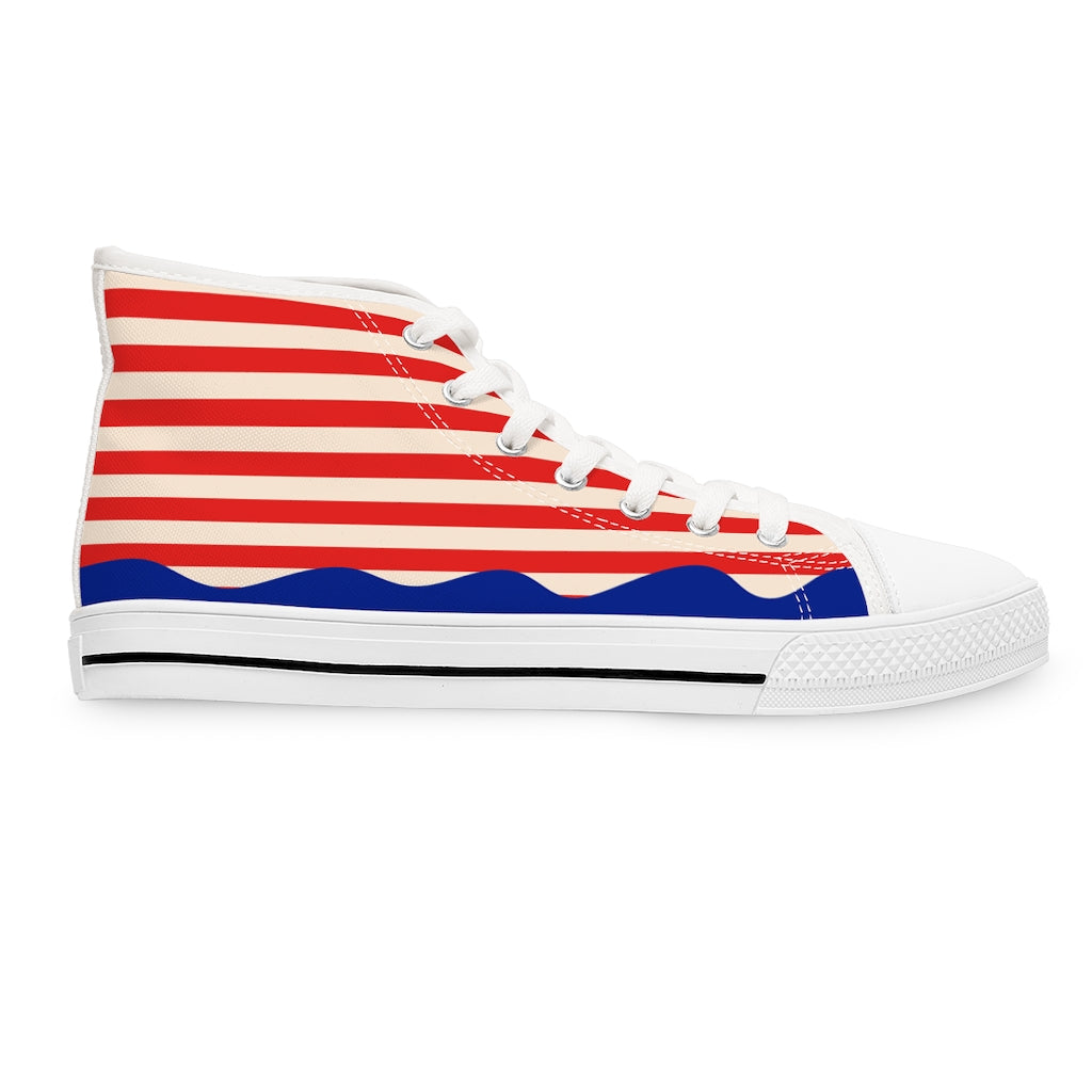 klasneakers Women's Custom Canvas High-Top Sneakers - Sailor Girl on the Island