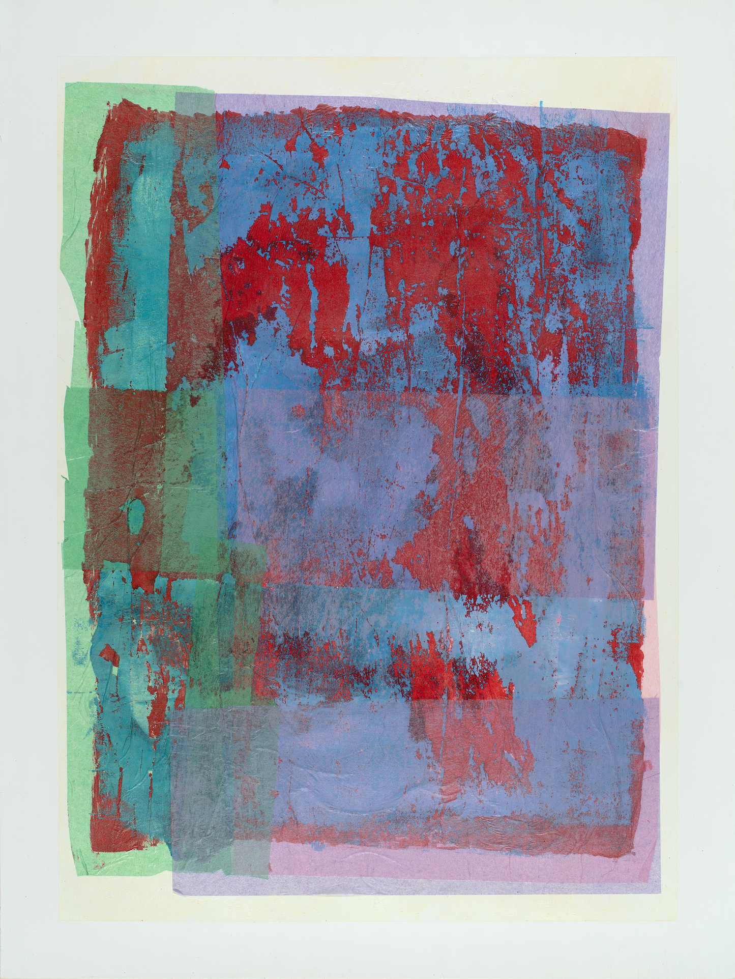 Red and Blue Color Fields - Original Abstract Painting