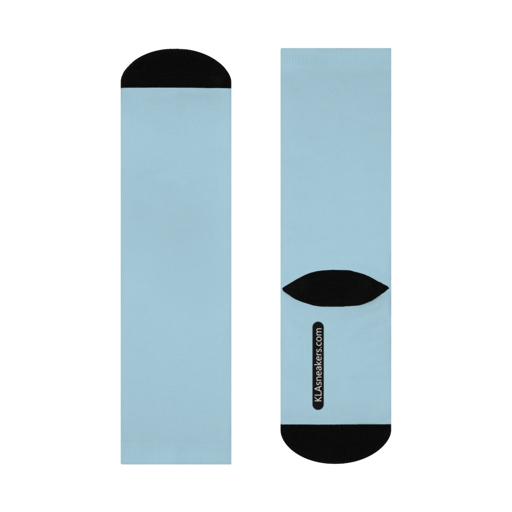 klasneakers Unisex Solid Color Poly-Cotton Crew Socks - Sky Blue
