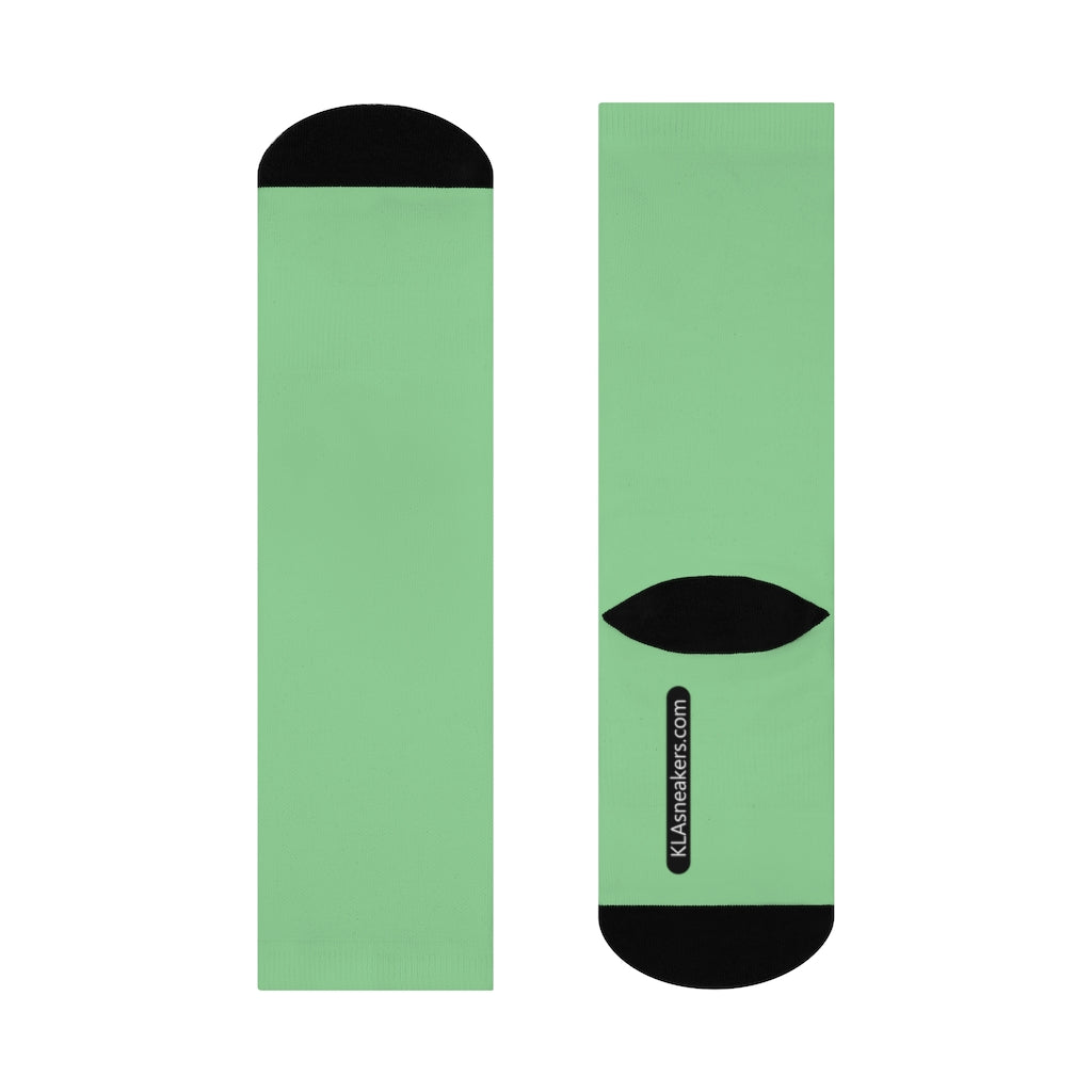 klasneakers Unisex Solid Color Poly-Cotton Crew Socks - Mint Green