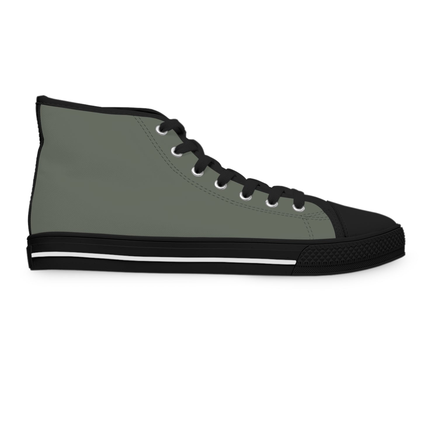 Women's Canvas High Top Solid Color Sneakers - Drab Olive Gray US 12 White sole