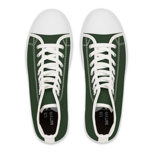 Women's Canvas High Top Solid Color Sneakers - Hunter Green US 12 White sole