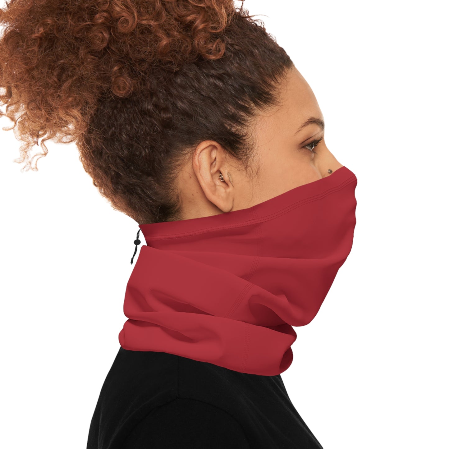 Winter Neck Gaiter With Drawstring - Red
