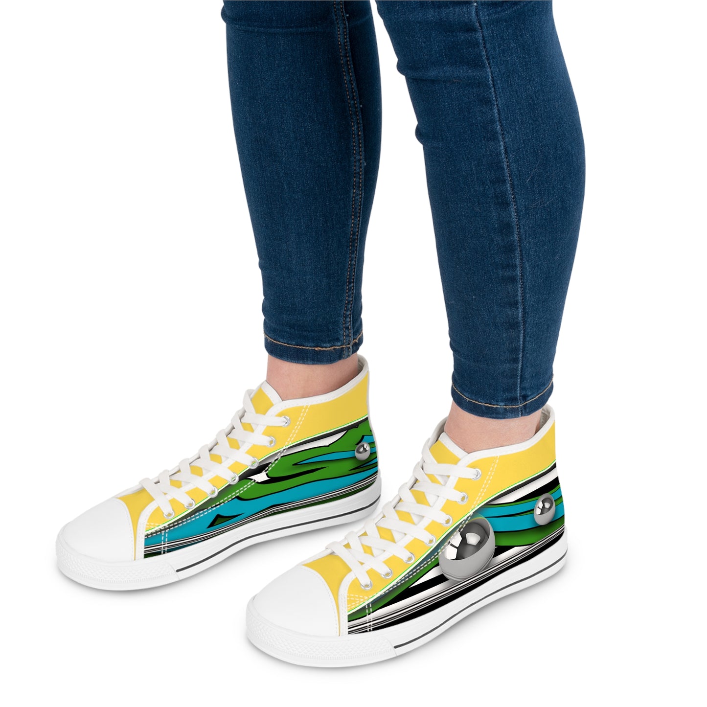 Women's High Top Graphics Sneakers - 10004 US 12 White sole