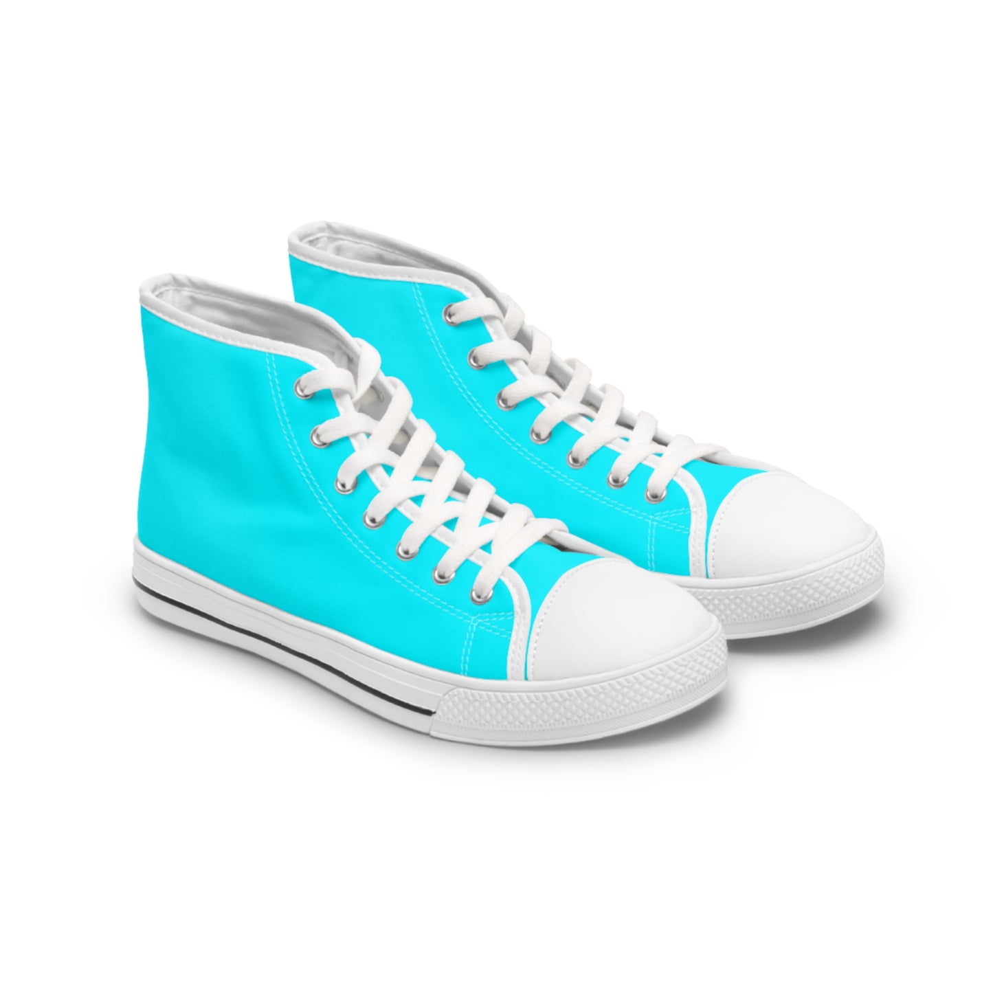 Women's Canvas High Top Solid Color Sneakers - Cool Pool Aqua Blue US 12 White sole