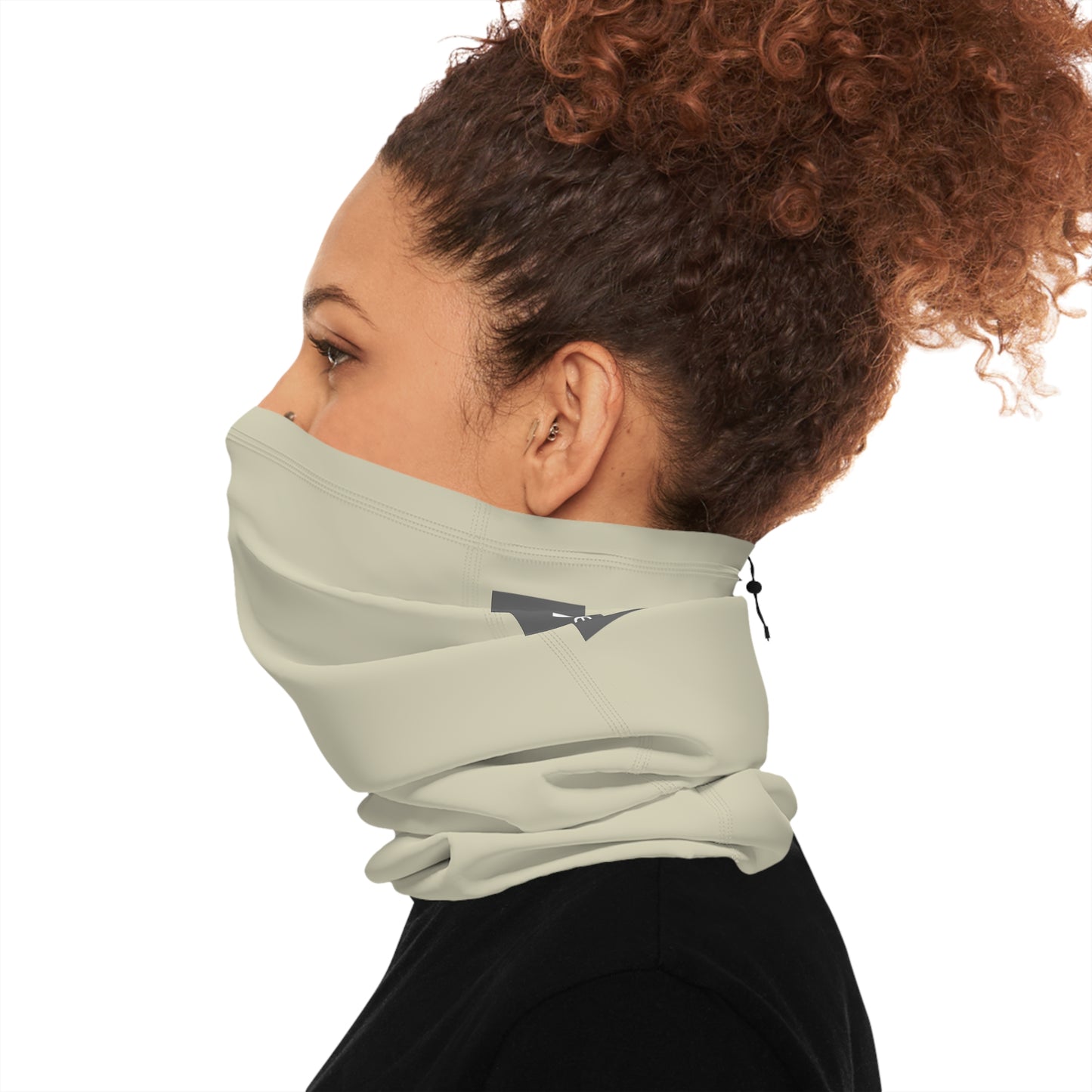 Winter Neck Gaiter With Drawstring - Parchment