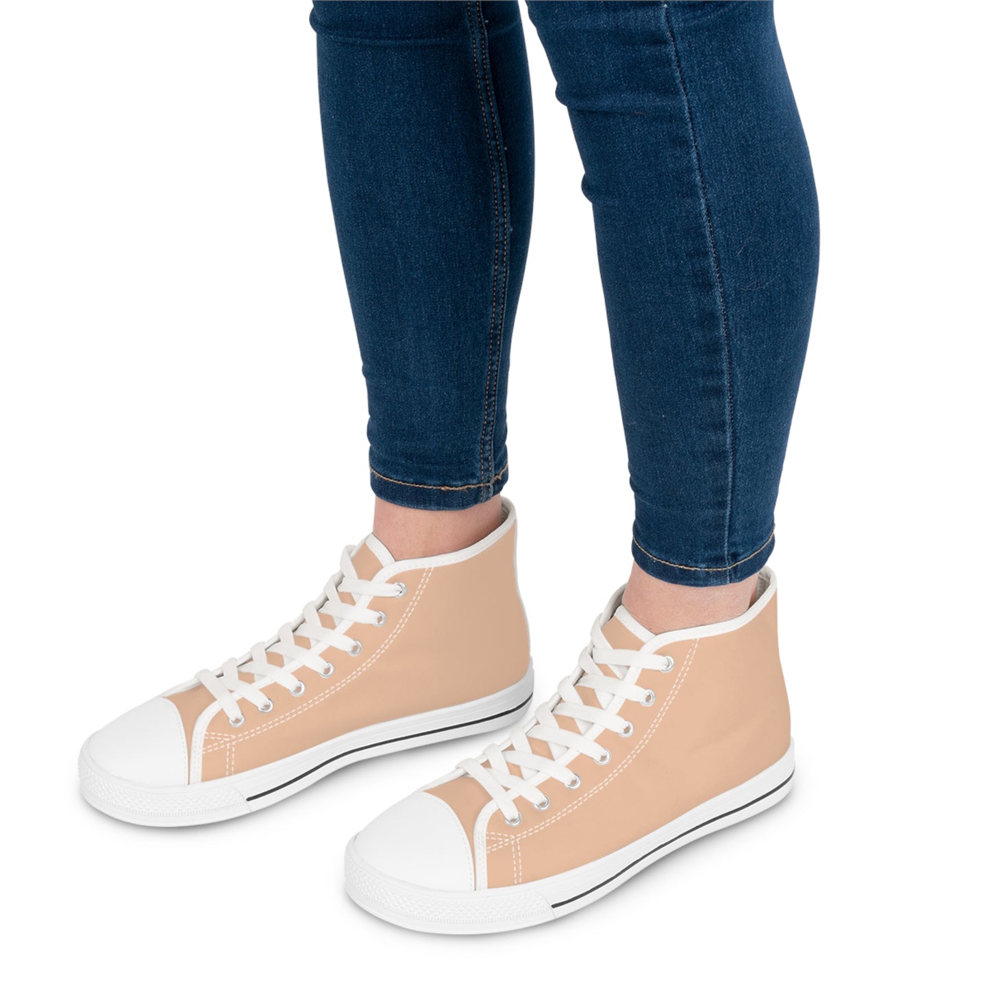 Women's Canvas High Top Solid Color Sneakers - Orange Cream US 12 White sole