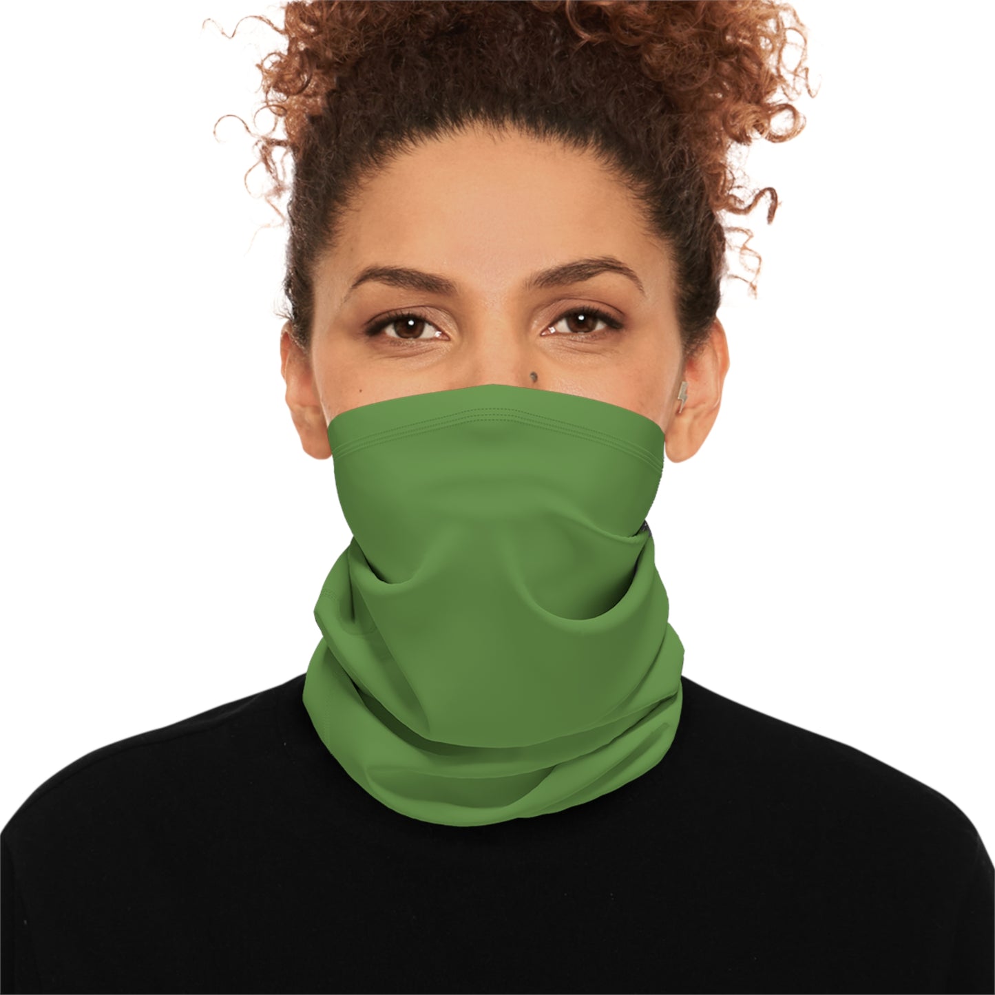 Winter Neck Gaiter With Drawstring - Olive Green