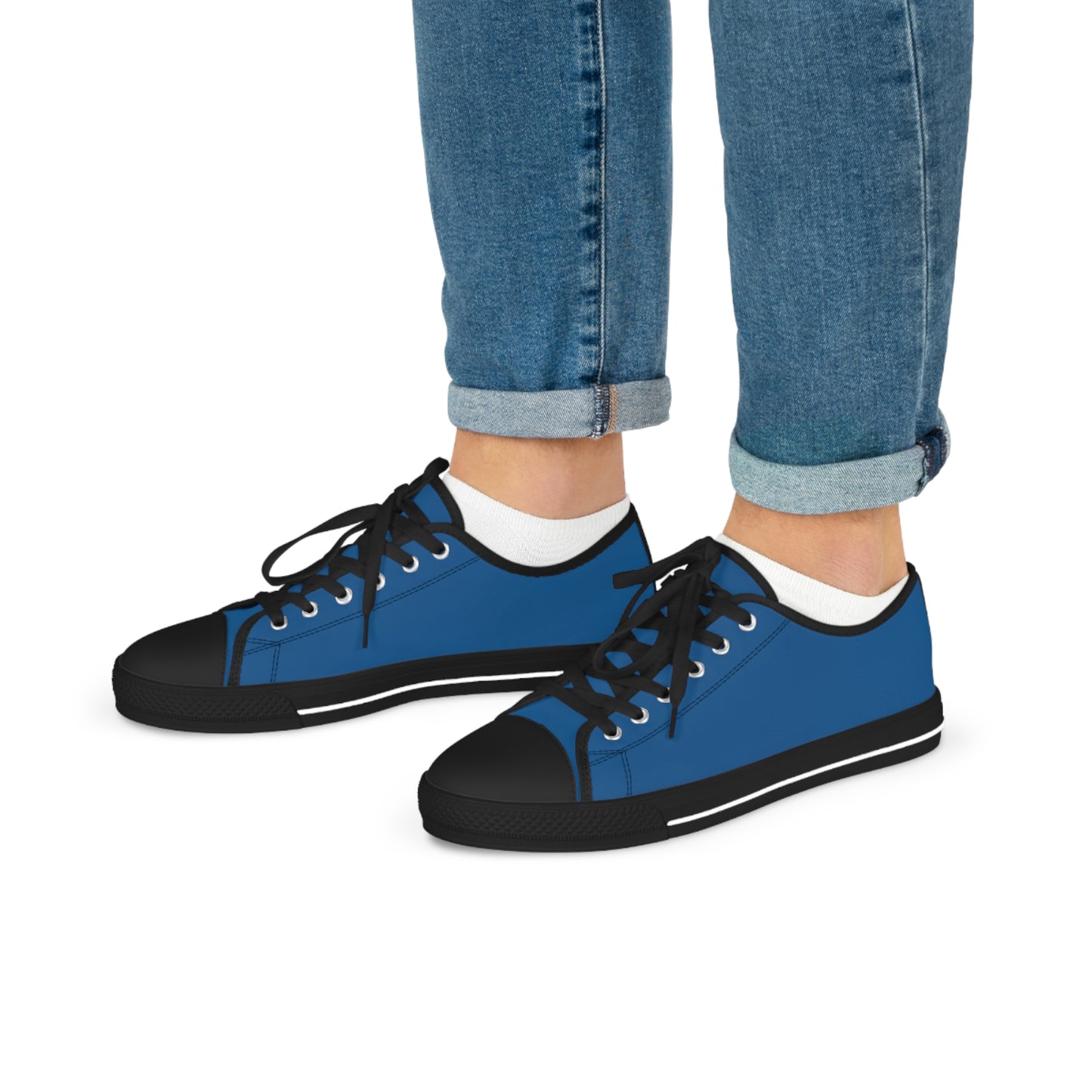 Men's Canvas Low Top Solid Color Sneakers - Rich Blue US 14 Black sole