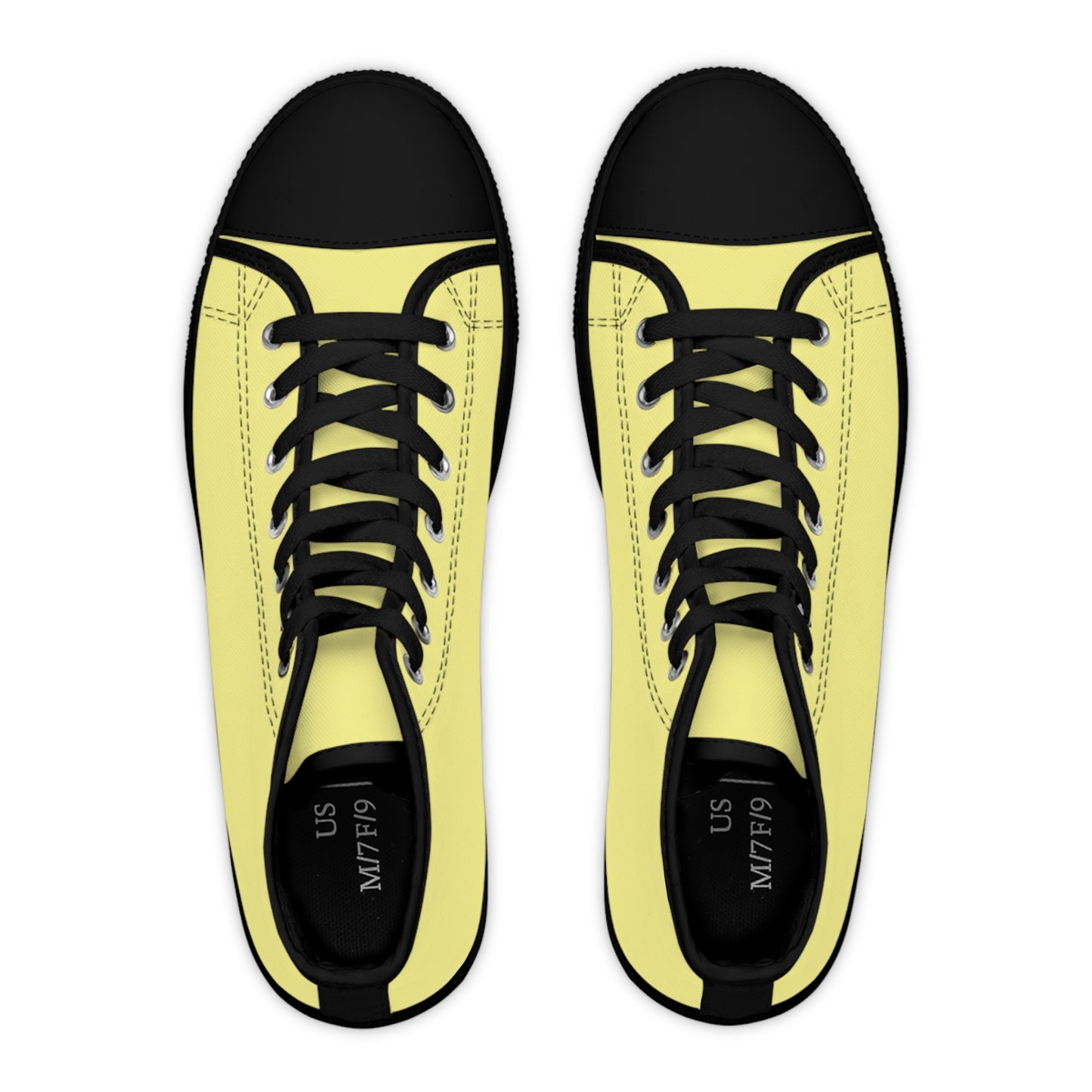 Women's Canvas High Top Solid Color Sneakers - Lemon Yellow US 12 White sole