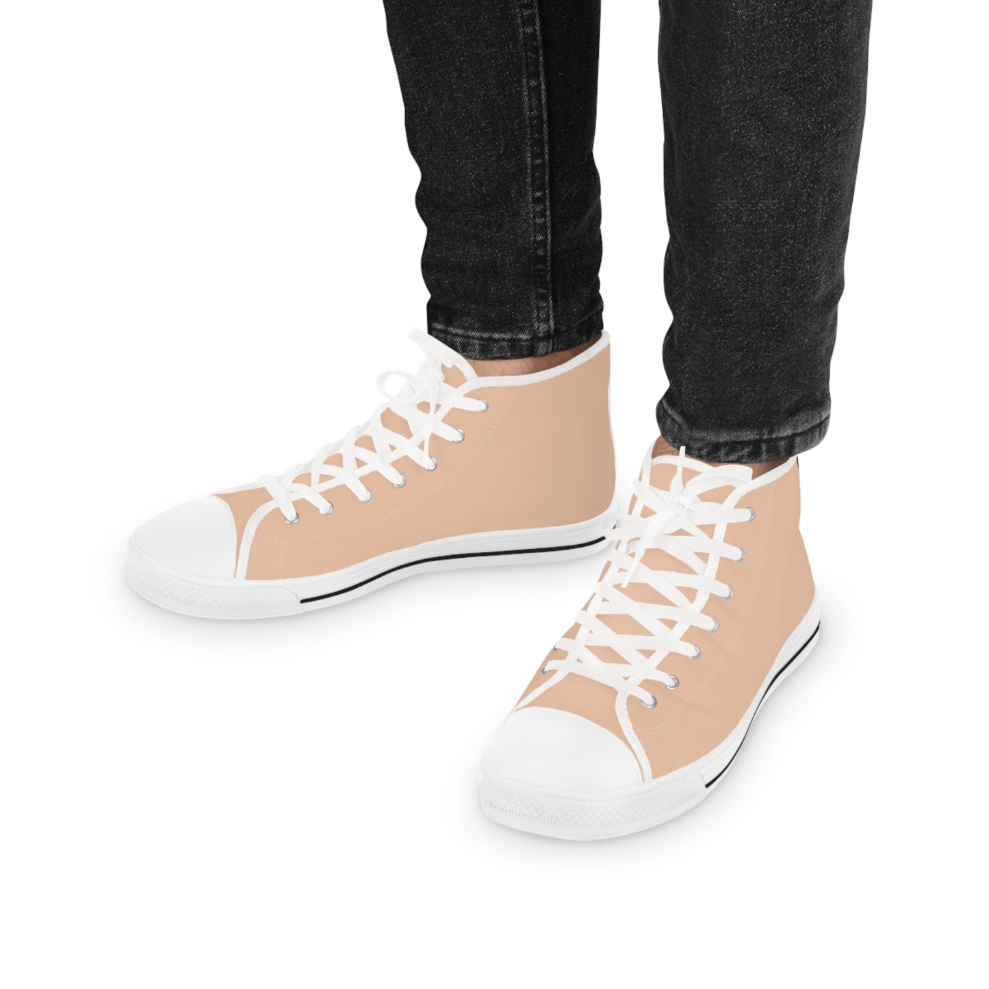 Men's Canvas High Top Solid Color Sneakers - Orange Cream US 14 White sole